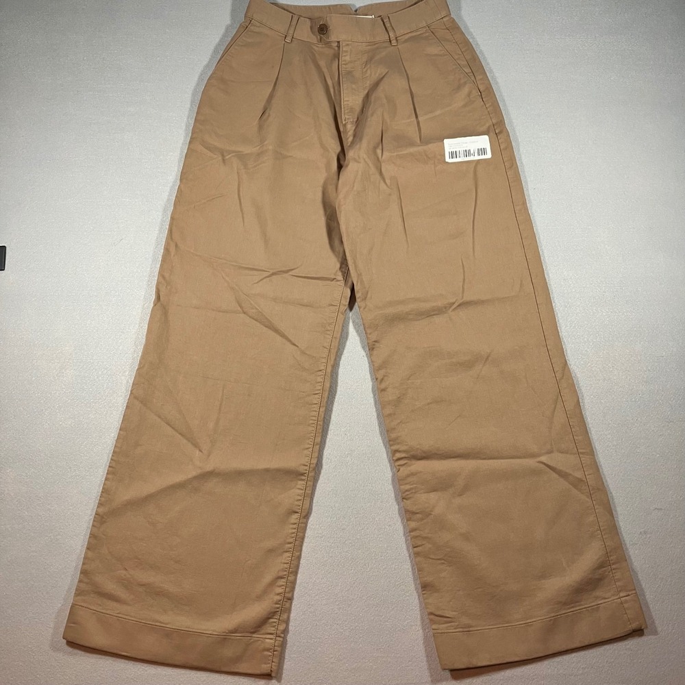 NWOT Outerknown Summerland Trouser Tan Brown Organic Cotton Wide Leg Pants 27